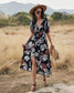 Minimalist Button Floral Print Dress