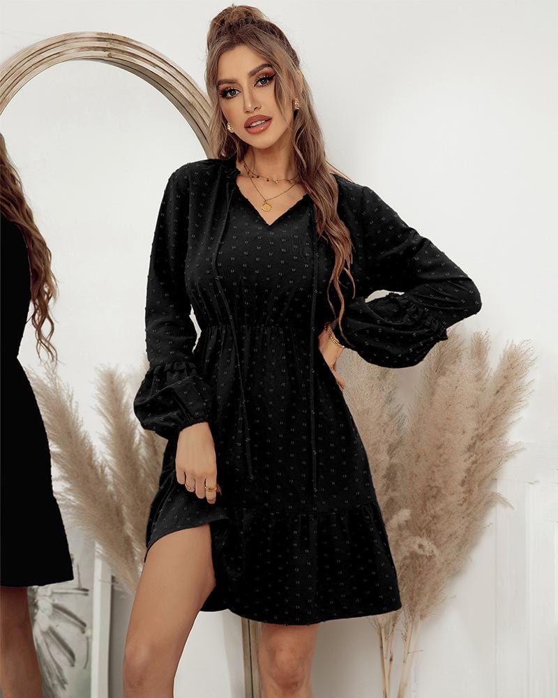 Swiss Dot Ruffle Sleeve Dress