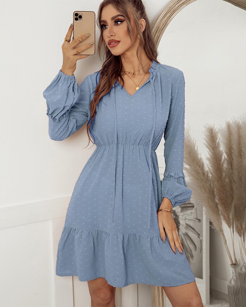 Swiss Dot Ruffle Sleeve Dress