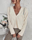 V Neck Crochet Lace Shoulder Blouse