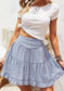 High Waist Button Tiered Skirt