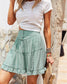 High Waist Button Tiered Skirt