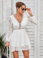 Plunge Neck Sheer Sleeve Dress