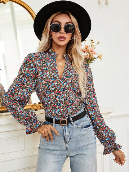 Colorful Floral Print Blouse