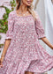 Square Neck Floral Tiered Dress