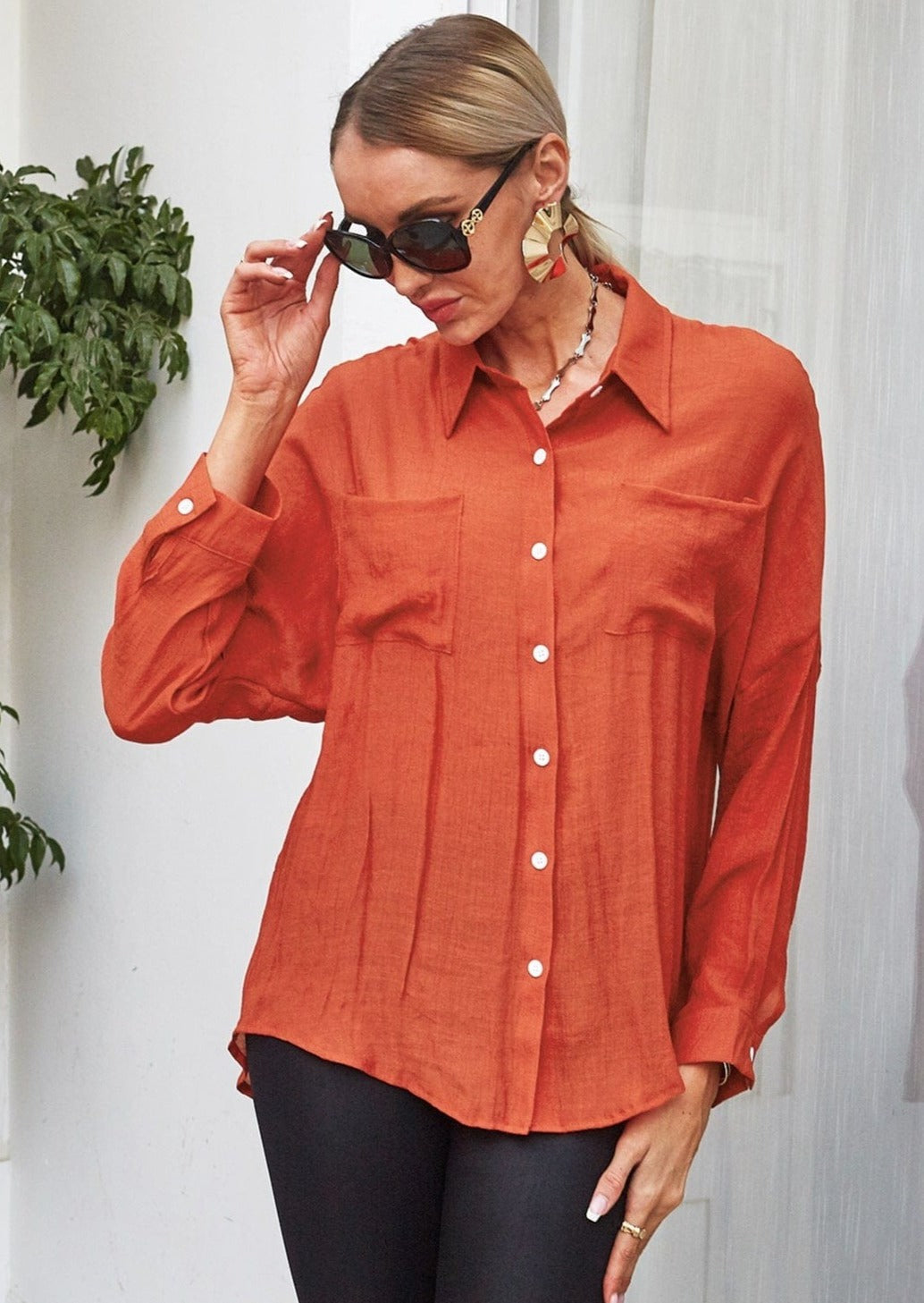 Solid Color Light Button Down