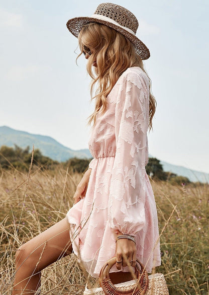 Pastel Floral Embroidery Dress