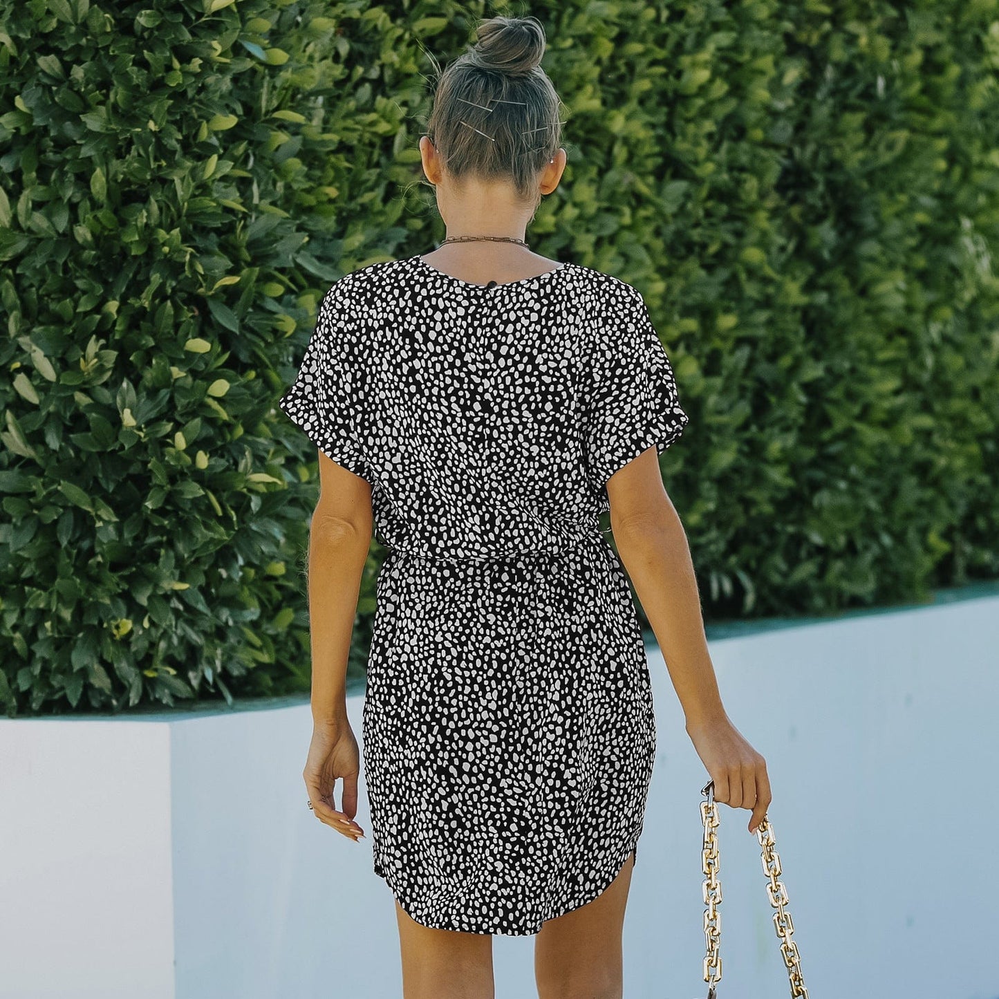 Cheetah Print Casual Shirt Dress