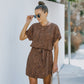 Cheetah Print Casual Shirt Dress