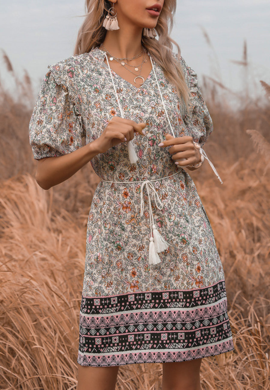 Tassel Tie Detail Boho Dress