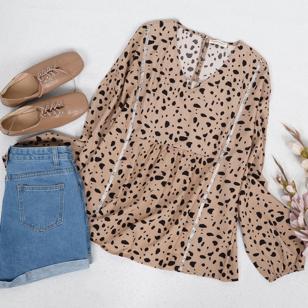 V Neck Cheetah Print Blouse