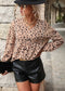 V Neck Cheetah Print Blouse