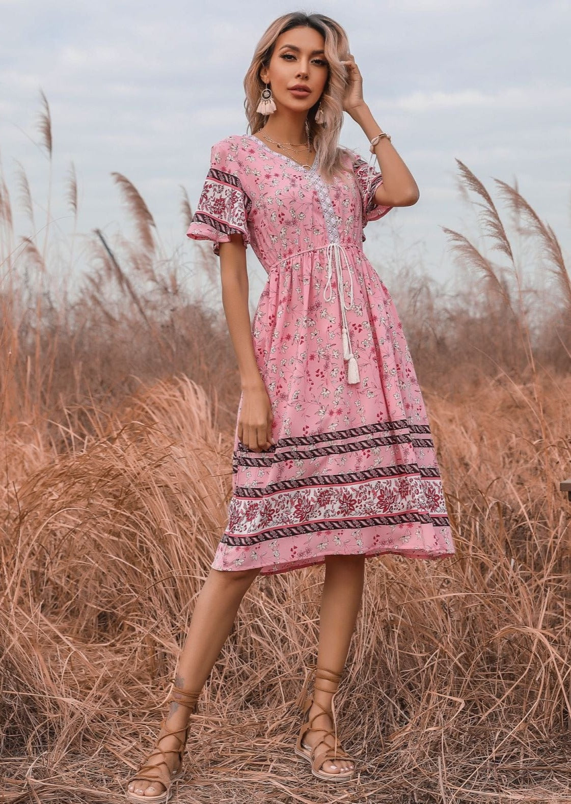 Tie Waist Bohemian Dress