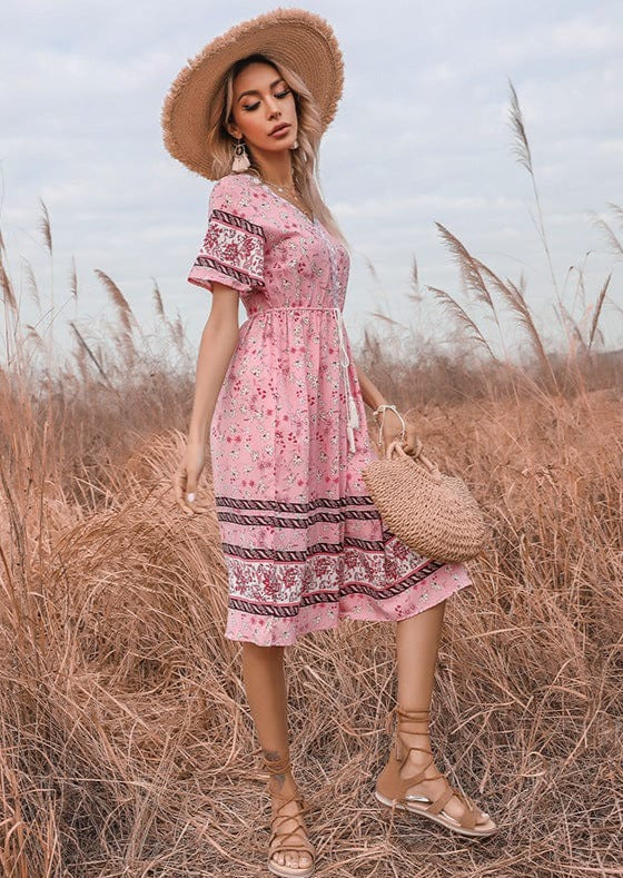 Tie Waist Bohemian Dress