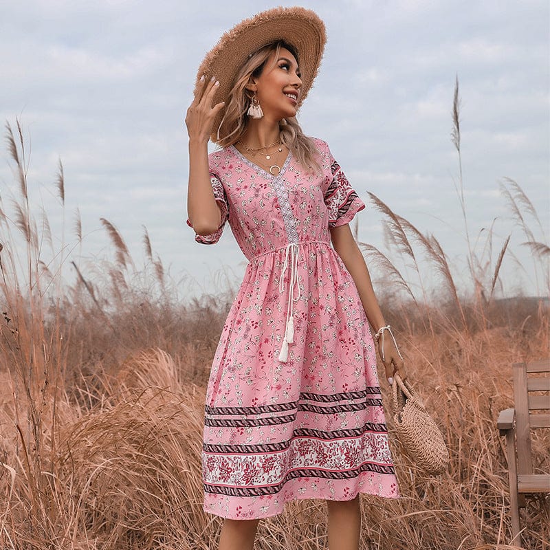 Tie Waist Bohemian Dress