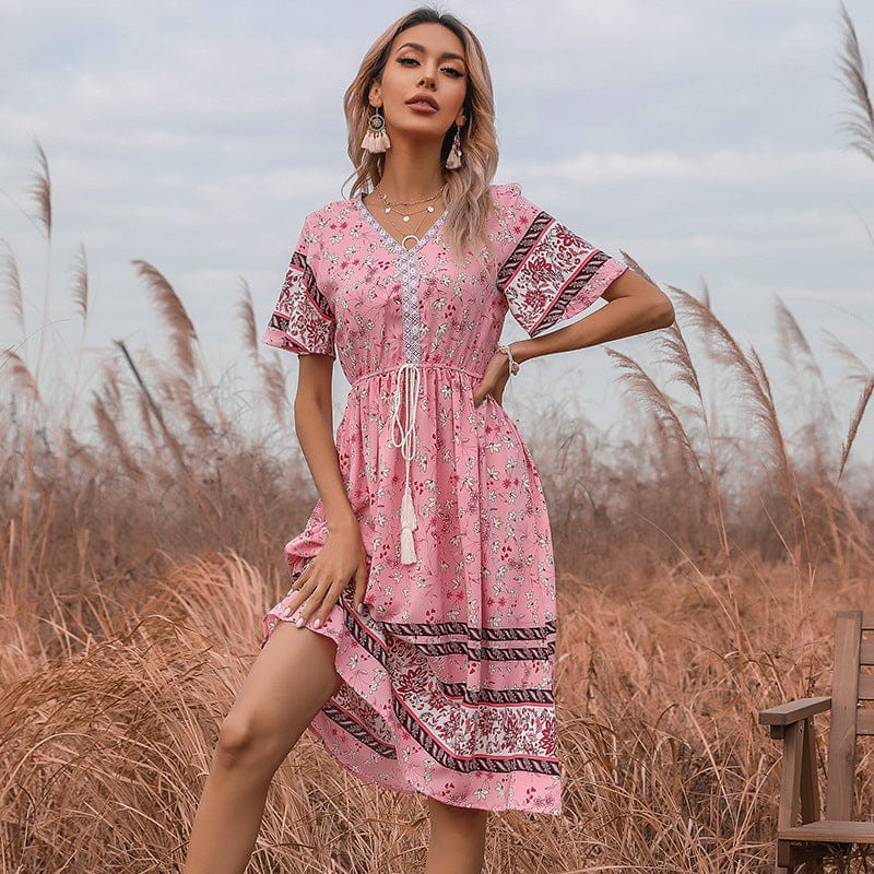 Tie Waist Bohemian Dress