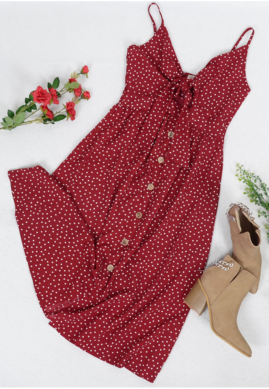 Ribbon Front Polka Dot Dress