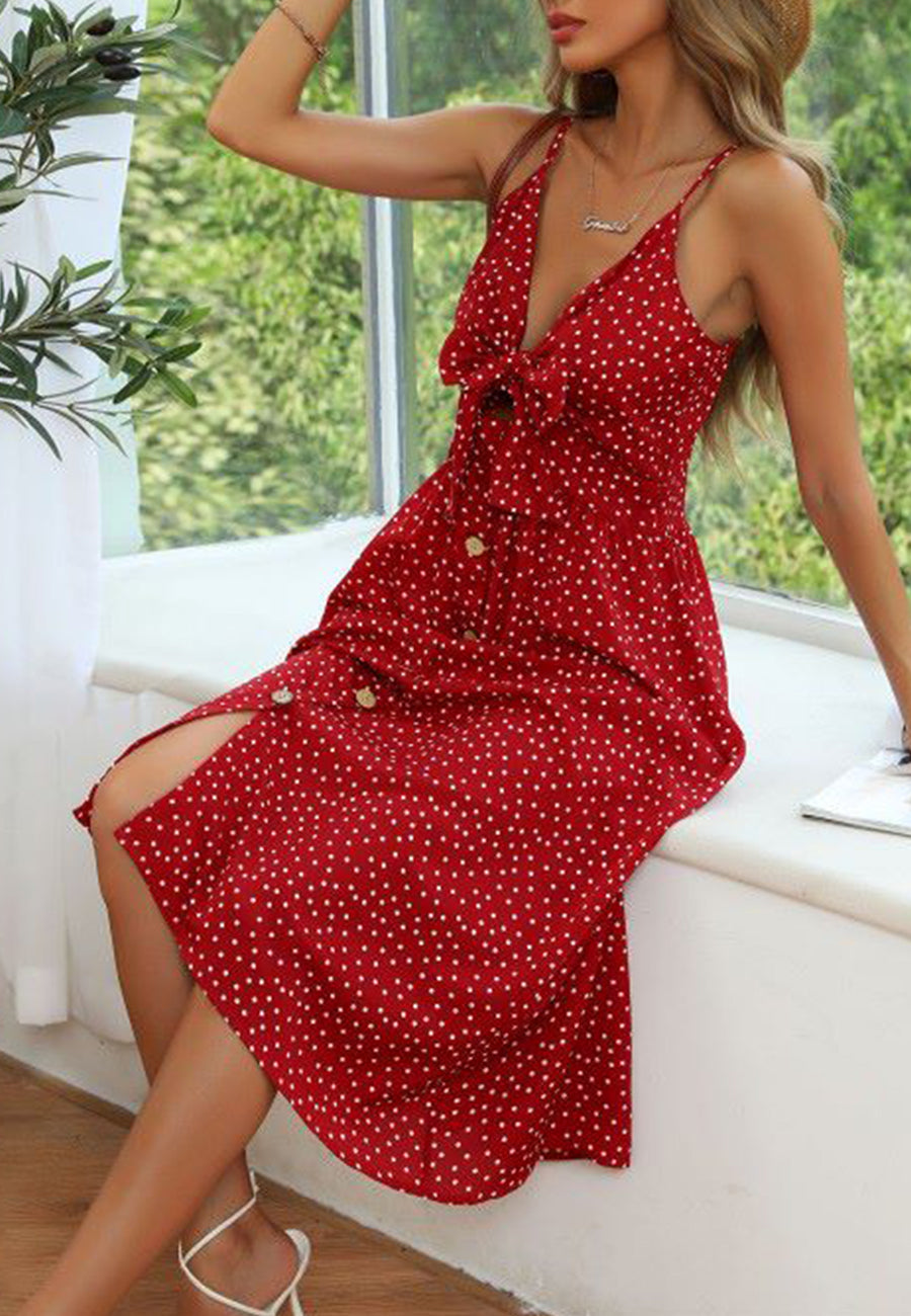 Ribbon Front Polka Dot Dress