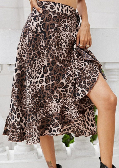 Leopard Print Wrap Skirt