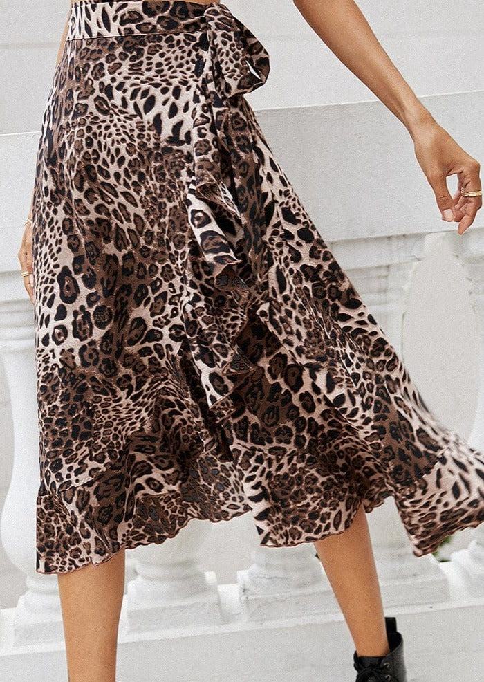 Leopard Print Wrap Skirt