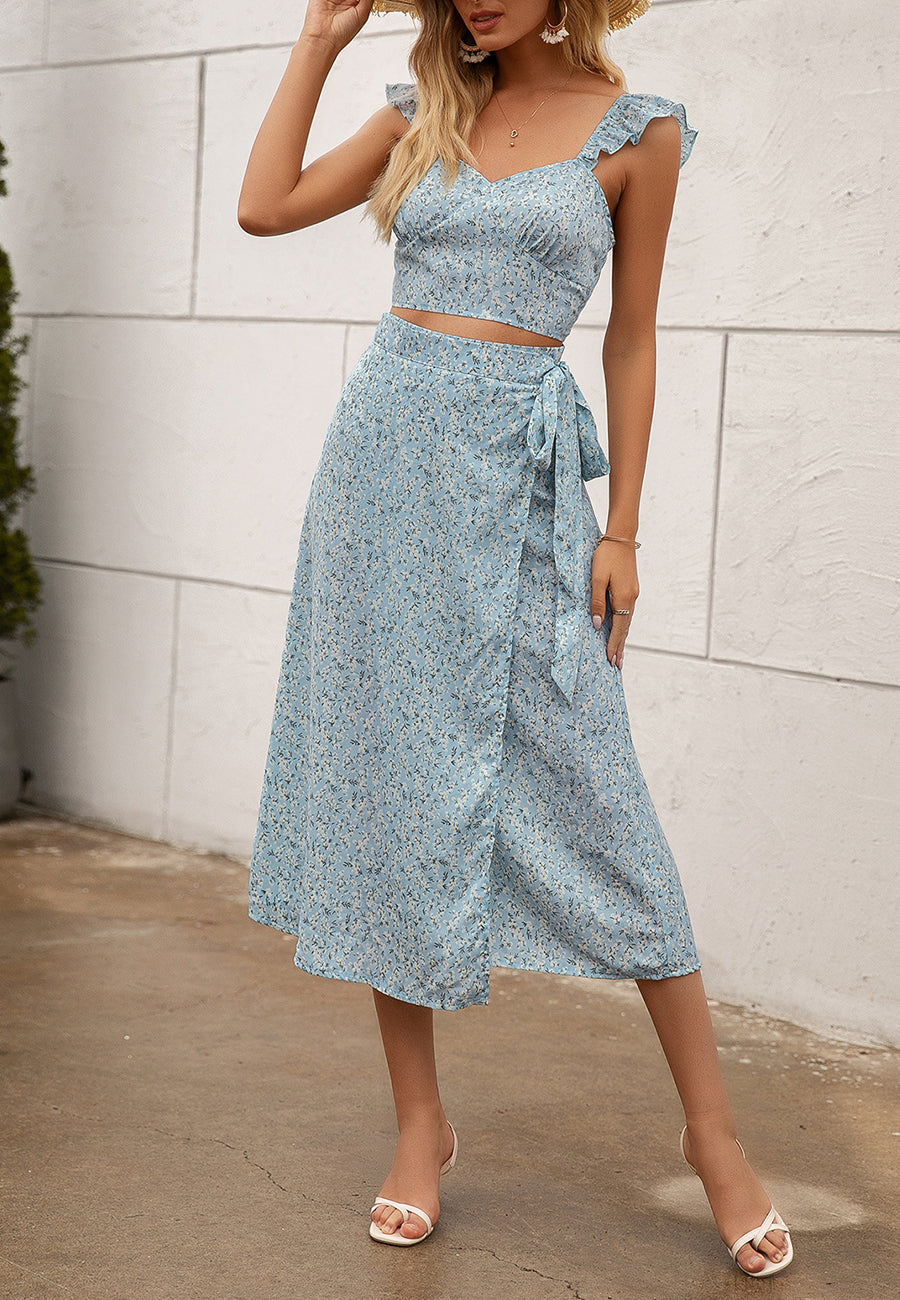 Floral Top and Wrap Skirt Coordinates