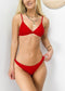 Minimal Triangle Bralette Cheeky Bikini Set - Red