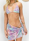 Halter String Triangle Tie Bikini Set & Wrap Skirt - Multicolor