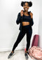 Three-Piece Hooded Zip Jacket, Sports Bra, and High-Rise Leggings Set