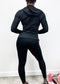 Three-Piece Hooded Zip Jacket, Sports Bra, and High-Rise Leggings Set