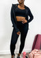 Three-Piece Hooded Zip Jacket, Sports Bra, and High-Rise Leggings Set