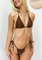 Micro Halter String Triangle Thong Bikini Set - Chocolate Brown