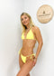 Micro Halter String Triangle Thong Bikini Set - Yellow