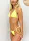 Micro Halter String Triangle Thong Bikini Set - Yellow