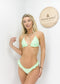 Halter String Triangle Ruffled Thong Bikini Set - Green