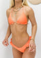 Halter String Triangle Ruffled Thong Bikini Set - Orange