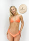 Halter String Triangle Ruffled Thong Bikini Set - Orange