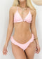 Halter String Triangle Ruffled Thong Bikini Set - Light Pink