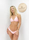 Halter String Triangle Ruffled Thong Bikini Set - Light Pink