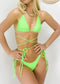 Halter Triangle String Wrap Tie Bikini Set - Green
