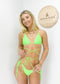Halter Triangle String Wrap Tie Bikini Set - Green