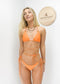 Halter Triangle String Wrap Tie Bikini Set - Orange