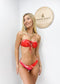 String Scoop Halter High Rise Bikini Set & Skirt - Hot Pink Abstract
