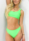 One Shoulder Bandeau Bikini Set - Green
