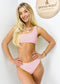 One Shoulder Bandeau Bikini Set - Pink