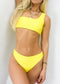 One Shoulder Bandeau Bikini Set - Yellow