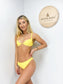 Underwire Lined High Waisted Cheeky Bikini Set - Yellow