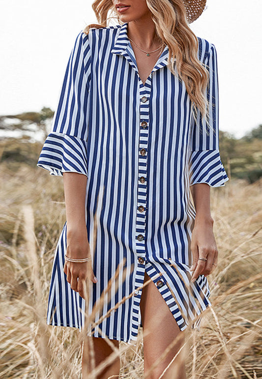 Striped Button Down Polo Dress