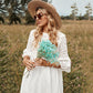 Eyelet Trumpet Sleeve Dress