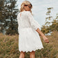 Eyelet Trumpet Sleeve Dress