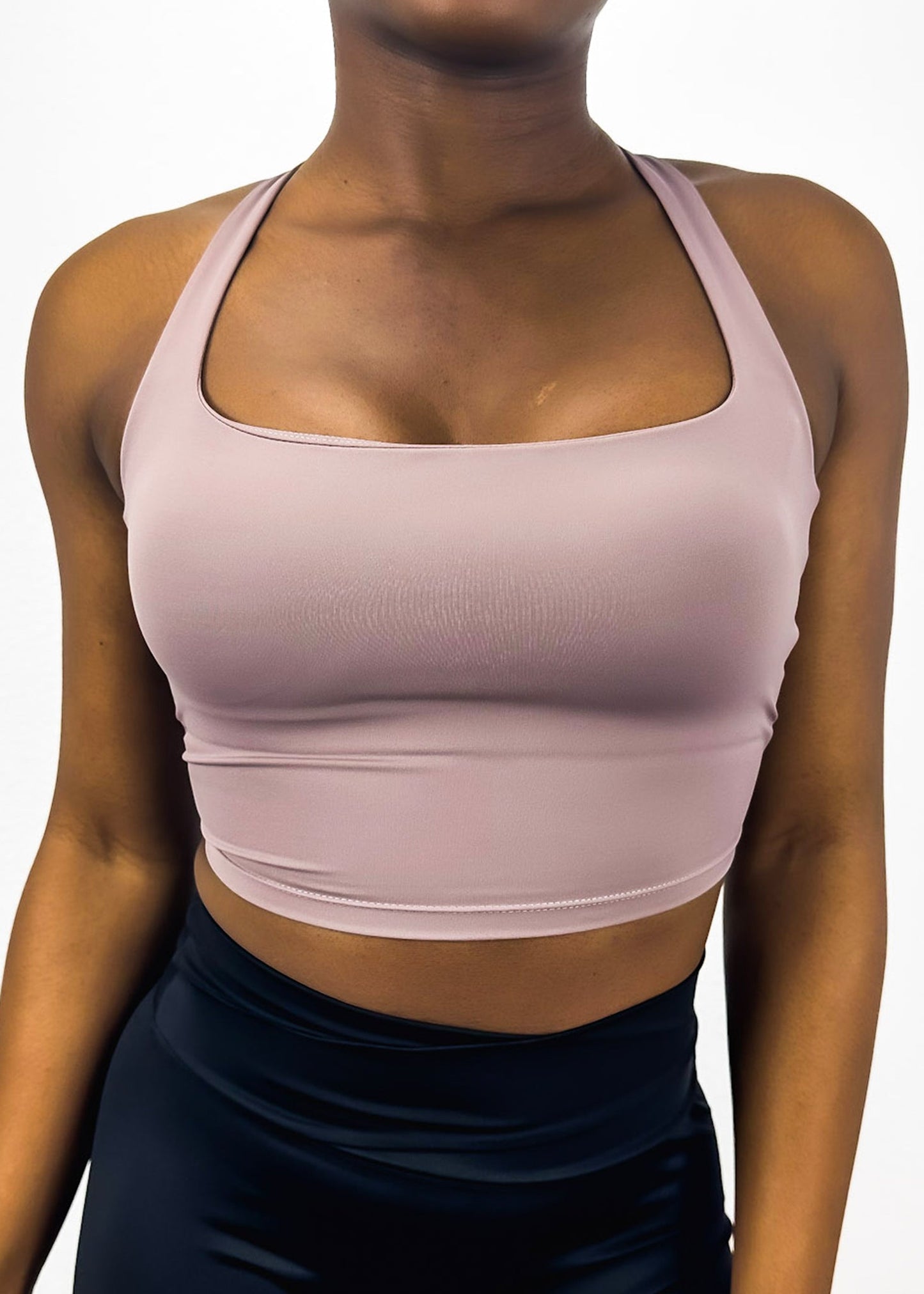 Square Neck Contouring Lined Open Back Sports Bra Tank